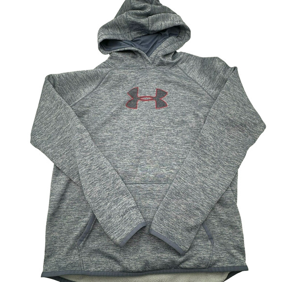 UNDER ARMOUR | Womens Medium Blue Gray Storm Fleece Logo Twist Hoodie Sweatshirt - Picture 2 of 8